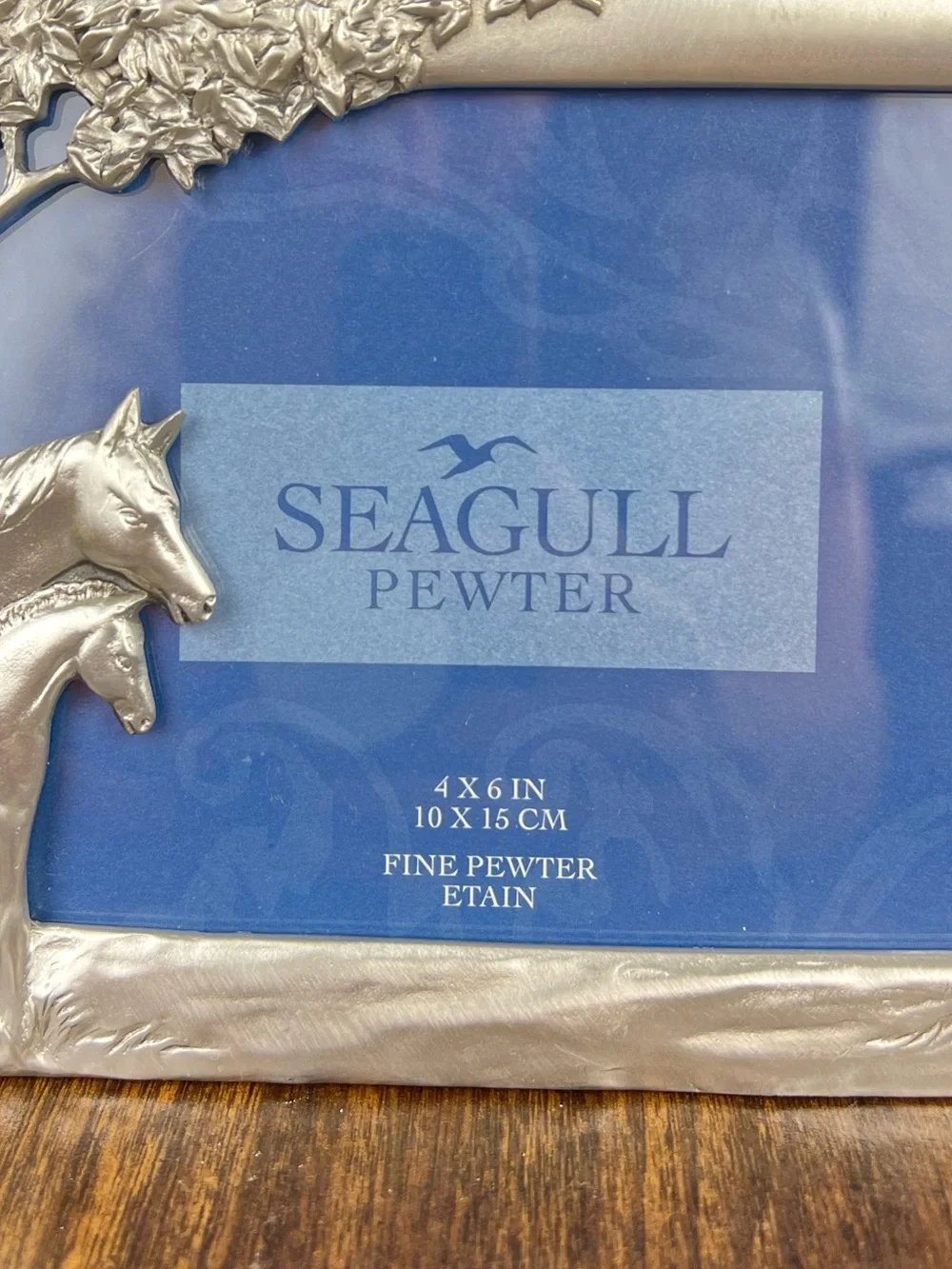 Vintage 1993 Pewter Silver Horse 4x6 Picture Frame Equestrian Farmhouse Cottage